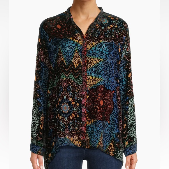 JOHNNY WAS AUDREY OVERSIZED BURNOUT SHIRT******SIZE: SMALL - Picture 1 of 4